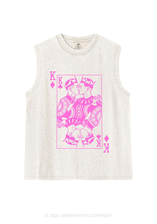 Pink Gay King Pride Y2K Washed Muscle Tank Cherrykitten