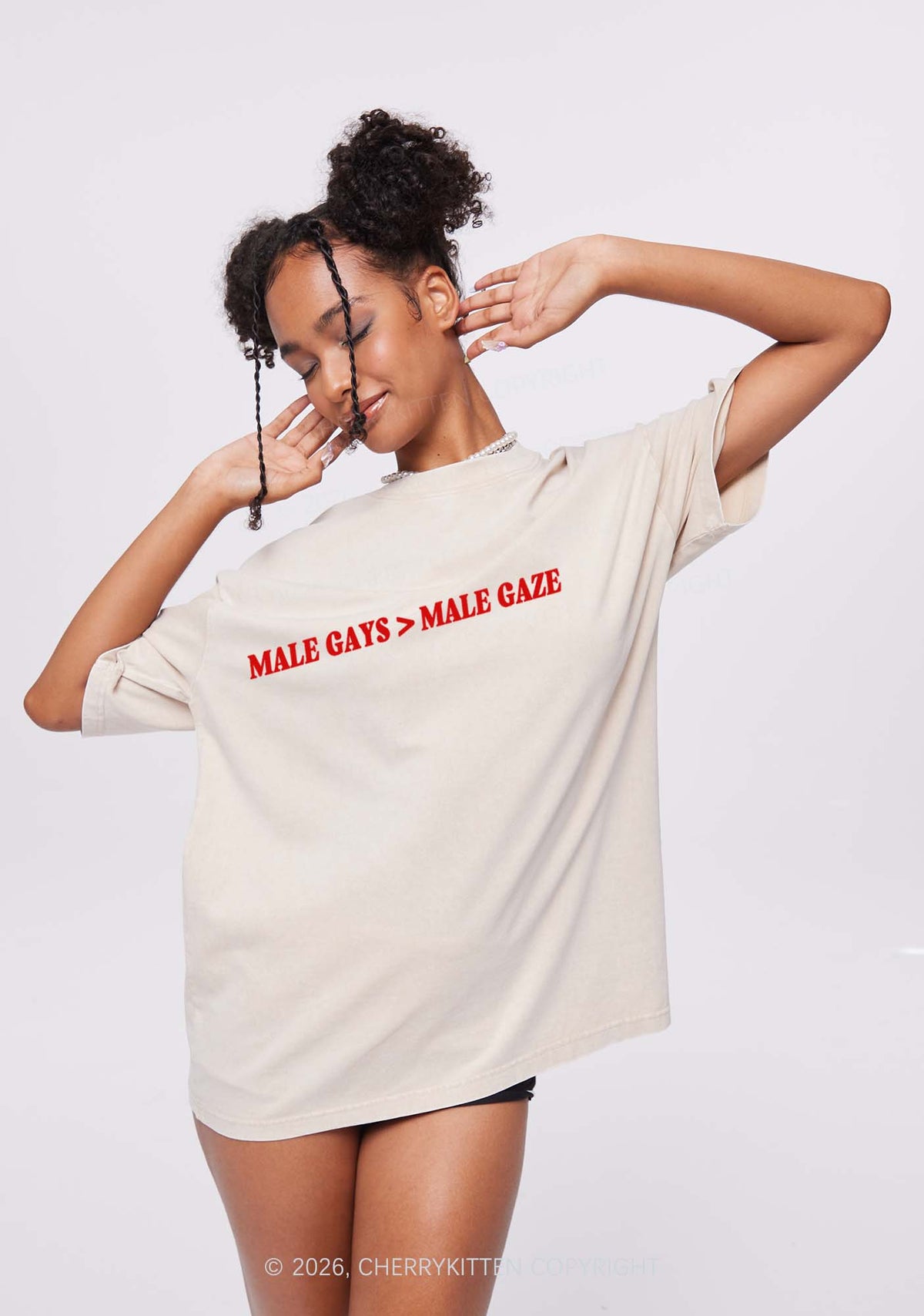 Male Gays Male Gaze Pride Y2K Shirts Washed Tee Cherrykitten