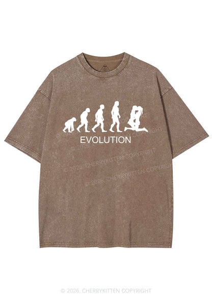 Lesbian Evolution Pride Y2K Shirts Washed Tee Cherrykitten