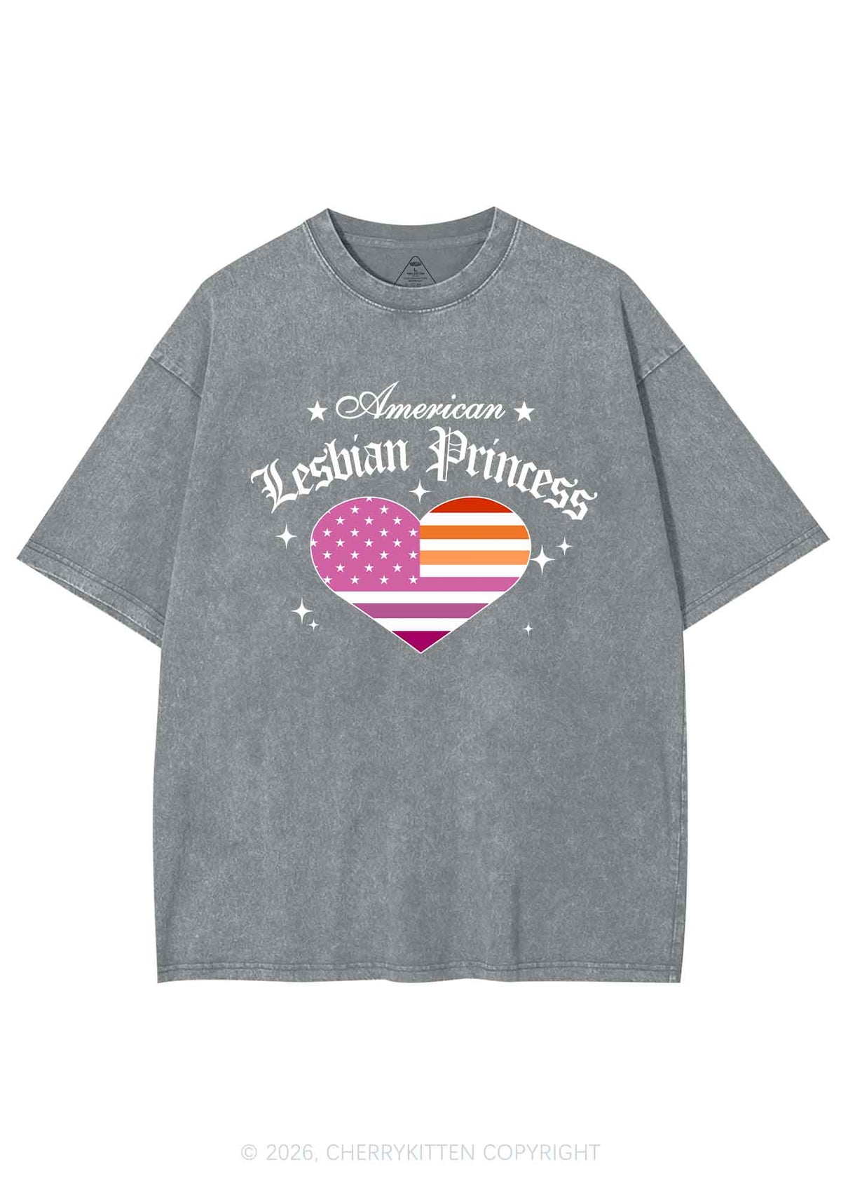 American Lesbian Princess Flag Pride Y2K Shirts Washed Tee Cherrykitten