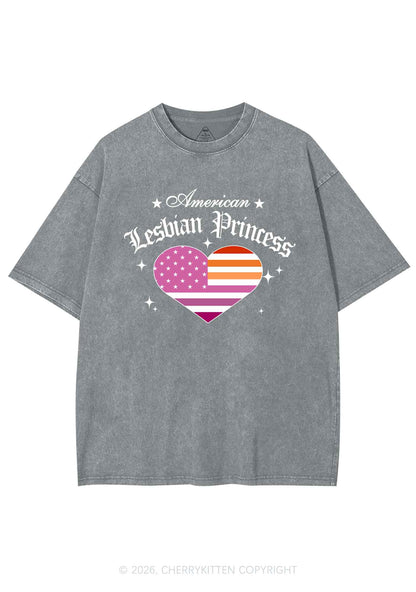 American Lesbian Princess Flag Pride Y2K Shirts Washed Tee Cherrykitten