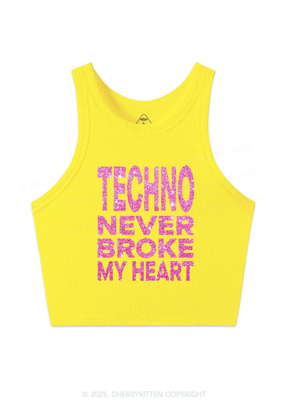 Glitter Techno Heart Y2K Crop Tank Top Cherrykitten