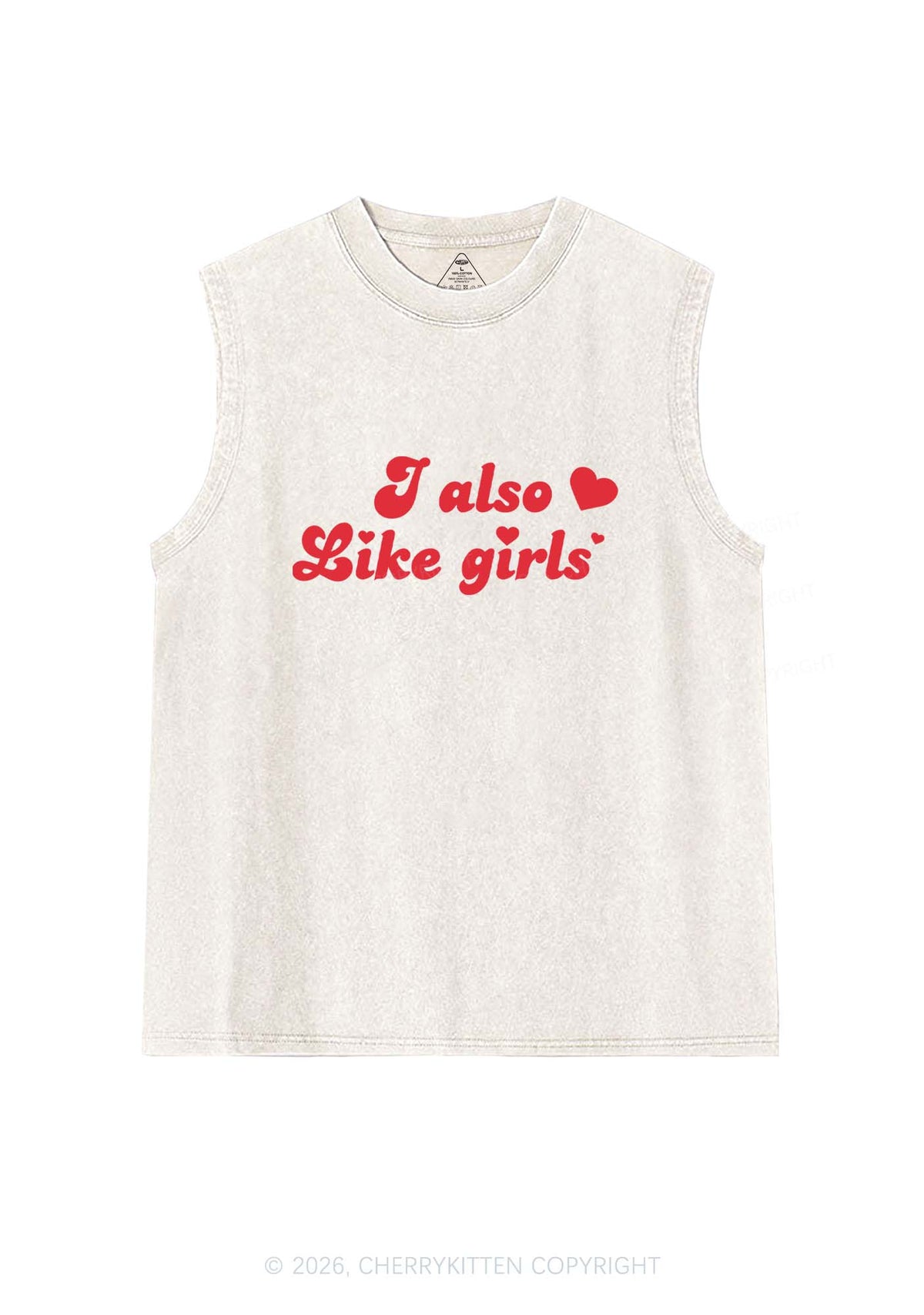 I Also Like Girls Pride Y2K Washed Muscle Tank Cherrykitten