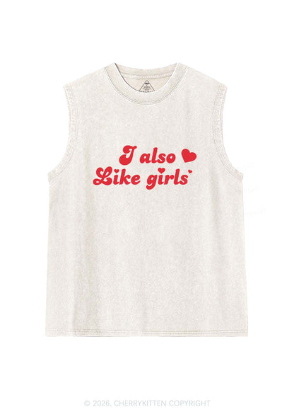 I Also Like Girls Pride Y2K Washed Muscle Tank Cherrykitten