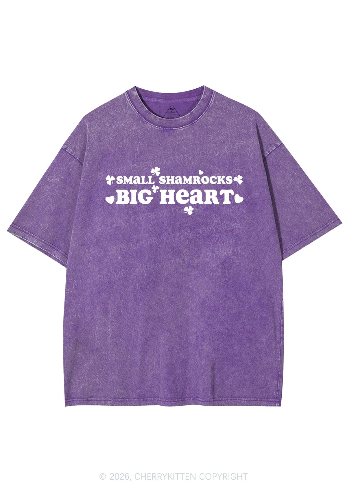 Small Shamrocks Big Heart St Patricks Y2K Shirts Washed Tee Cherrykitten
