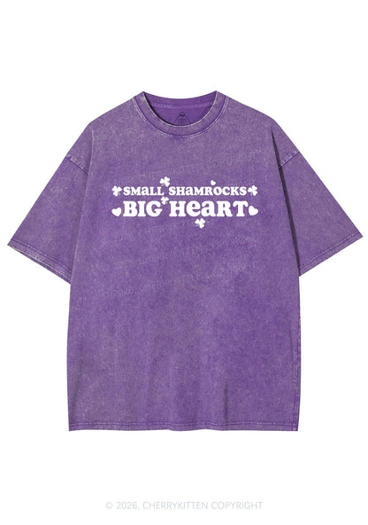 Small Shamrocks Big Heart St Patricks Y2K Shirts Washed Tee Cherrykitten