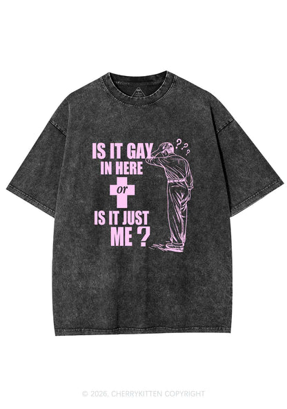 Is It Gay In Here Pride Y2K Shirts Washed Tee Cherrykitten