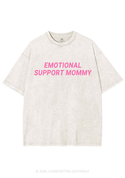 Emotional Support Mommy Y2K Shirts Washed Tee Cherrykitten