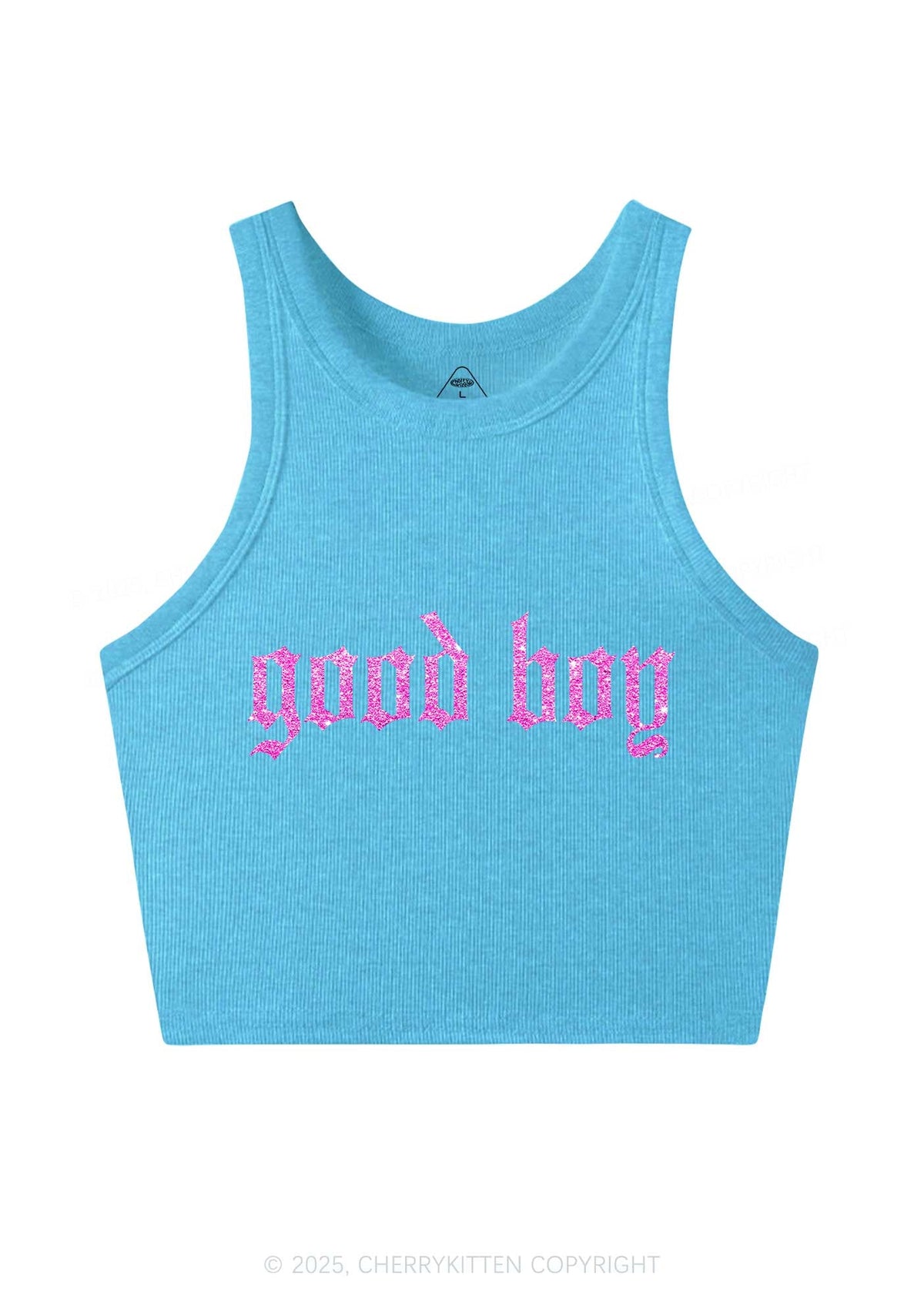 Glitter Good Boy Y2K Crop Tank Top Cherrykitten