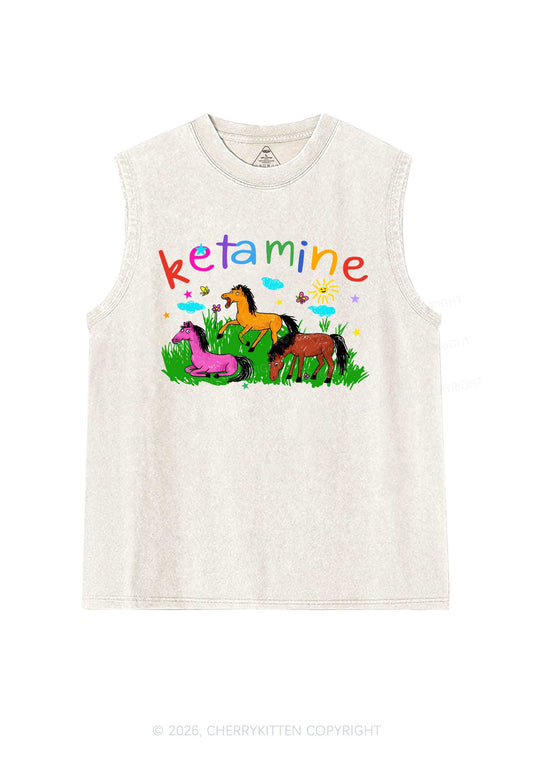 Rainbow K Pony Y2K Washed Muscle Tank Cherrykitten