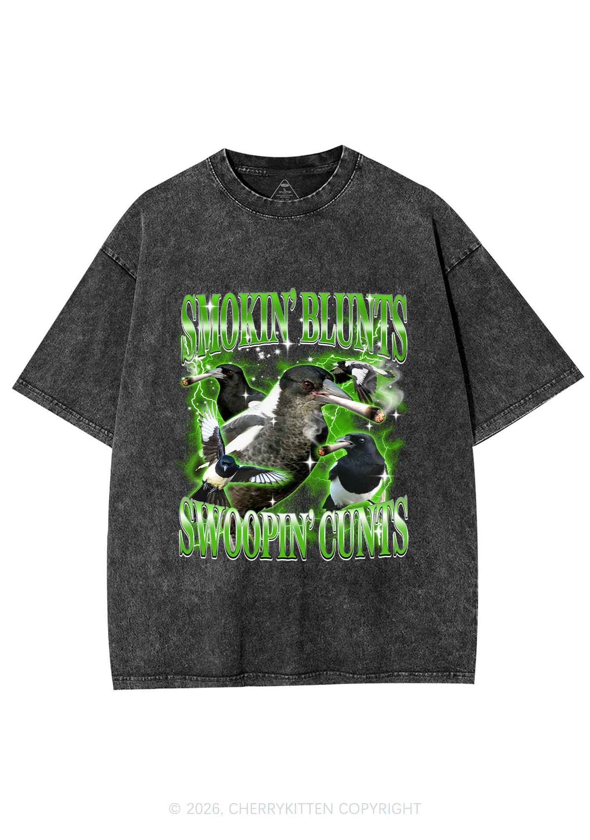 Smokin Blunts Swoopin Cxxts Y2K Shirts Washed Tee Cherrykitten