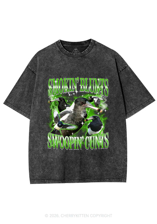 Smokin Blunts Swoopin Cxxts Y2K Shirts Washed Tee Cherrykitten