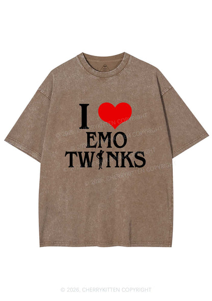 I Love Emo Twinks Pride Y2K Shirts Washed Tee Cherrykitten