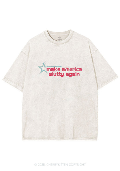 Rhinestone Make America Slxtty Again Y2K Shirts Washed Tee Cherrykitten