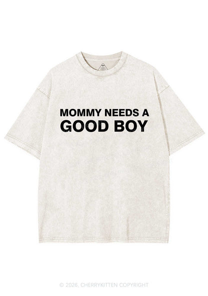 Mommy Needs A Good Boy Y2K Shirts Washed Tee Cherrykitten