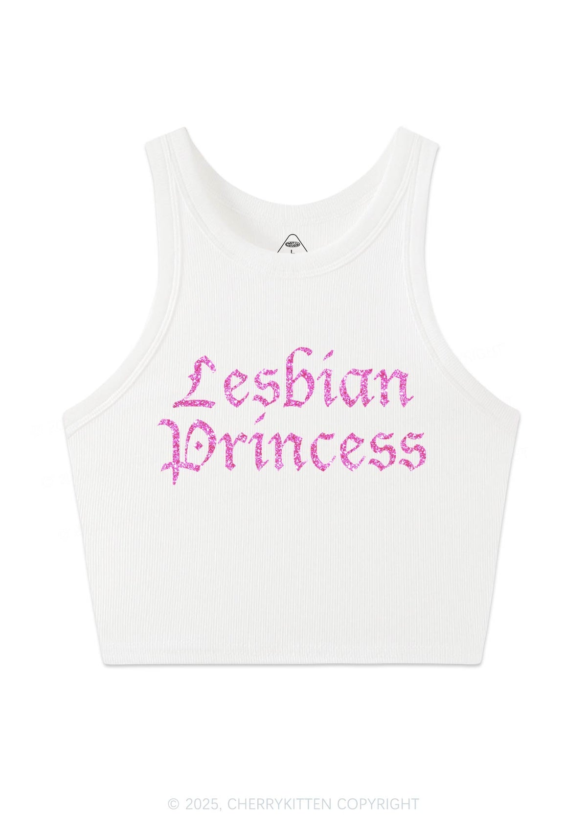 Glitter Lesbian Princess Y2K Crop Tank Top Cherrykitten