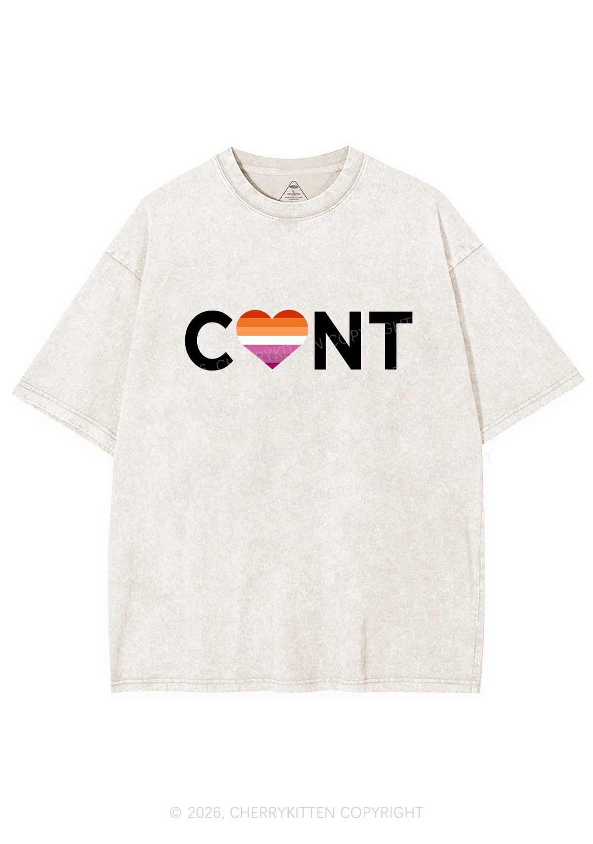 Lesbian Heart Cxxt Pride Y2K Shirts Washed Tee Cherrykitten