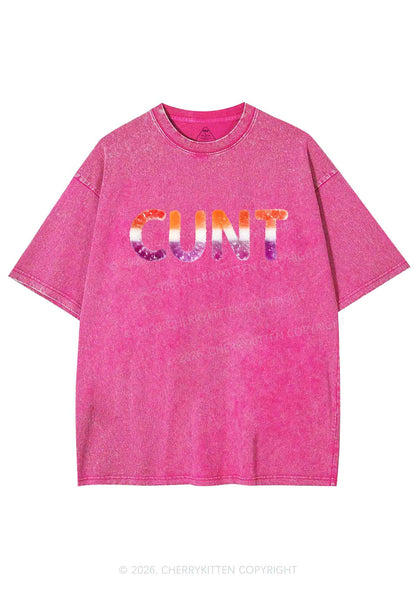 Lesbian Candy Cxxt Pride Y2K Shirts Washed Tee Cherrykitten