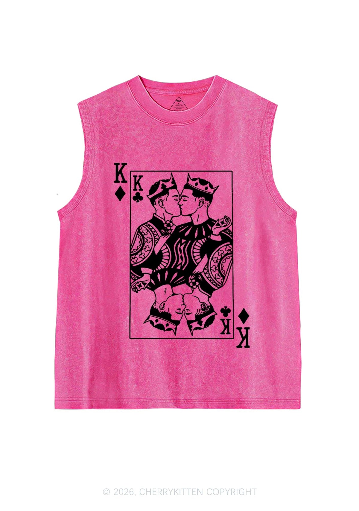 Pink Gay King Pride Y2K Washed Muscle Tank Cherrykitten