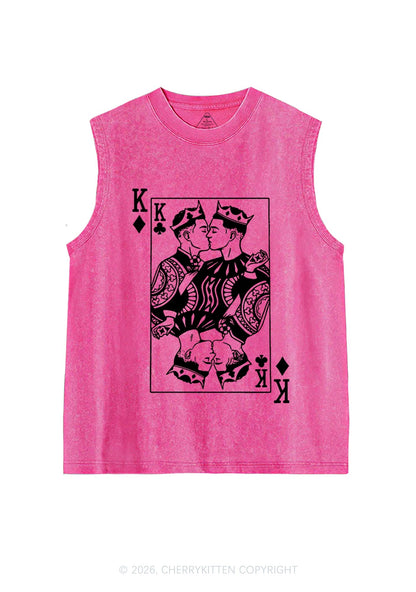 Pink Gay King Pride Y2K Washed Muscle Tank Cherrykitten