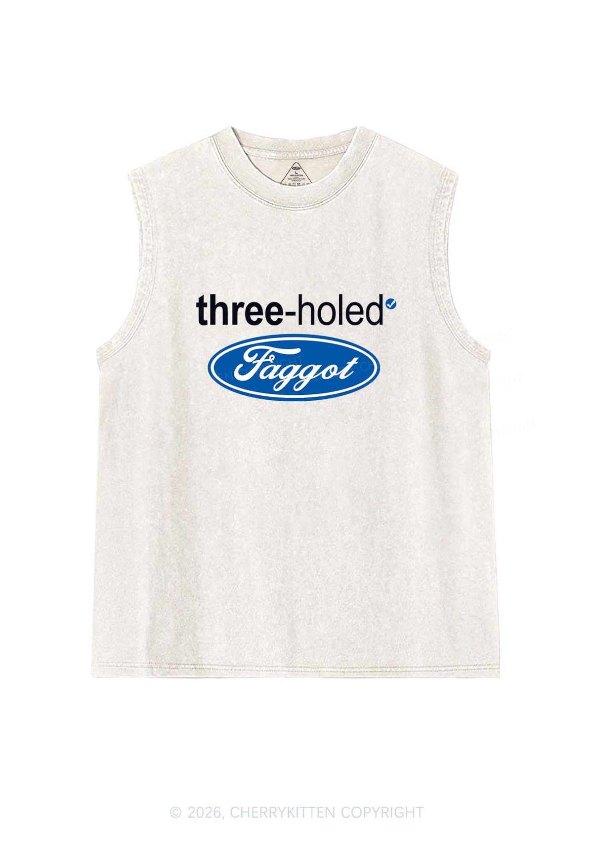 Three Holed Faggot Pride Y2K Washed Muscle Tank Cherrykitten