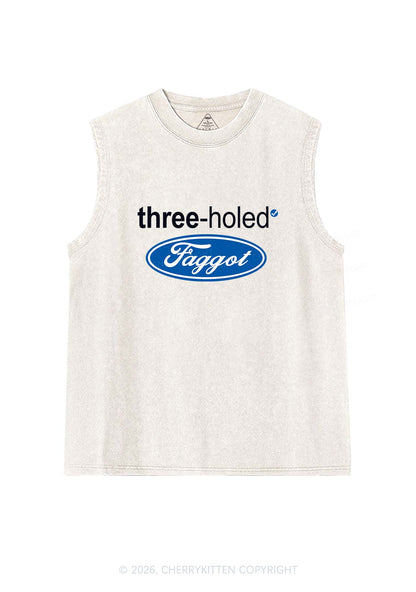 Three Holed Faggot Pride Y2K Washed Muscle Tank Cherrykitten