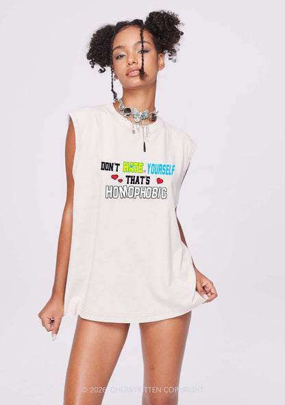 Hate Yourself Thats Homophobic Pride Y2K Washed Muscle Tank Cherrykitten