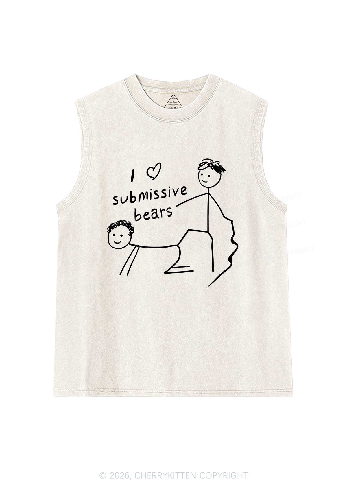 I Love S Bears Y2K Washed Muscle Tank Cherrykitten