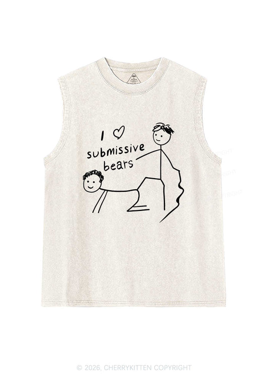 I Love S Bears Y2K Washed Muscle Tank Cherrykitten
