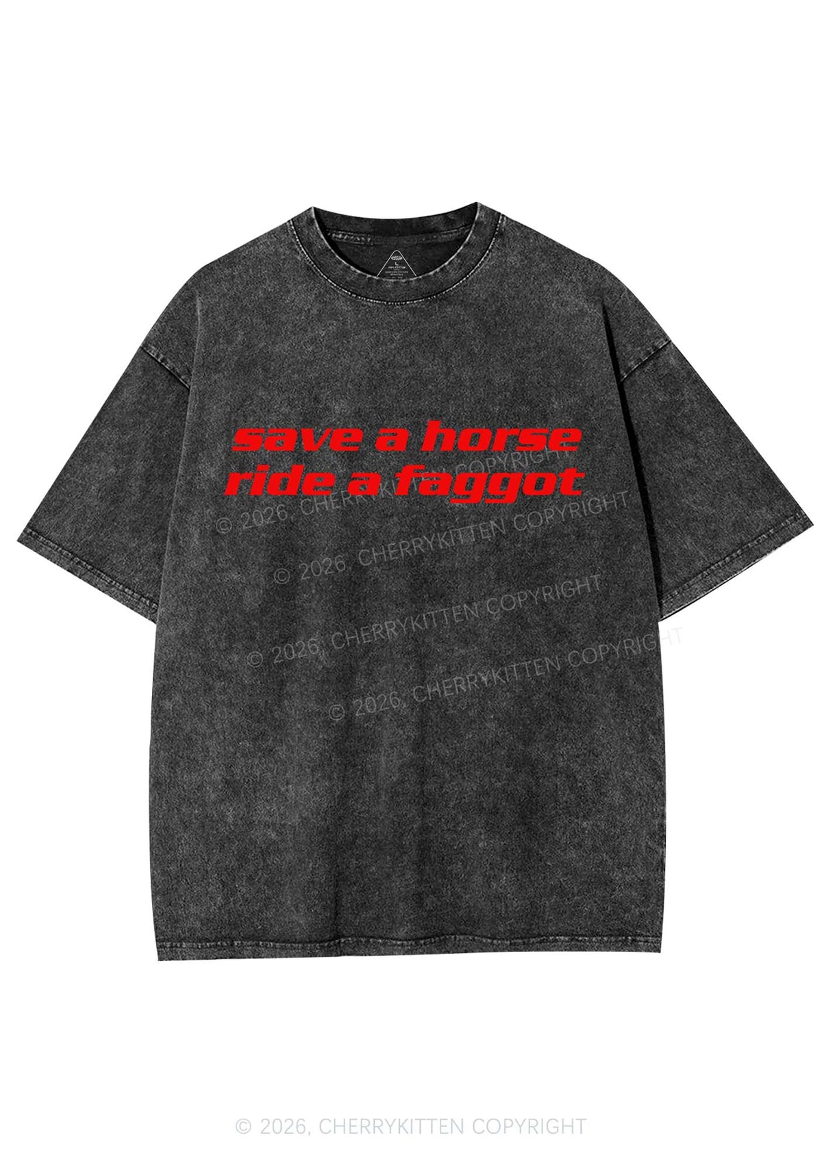 Save Horse Ride Faggot Pride Y2K Shirts Washed Tee Cherrykitten