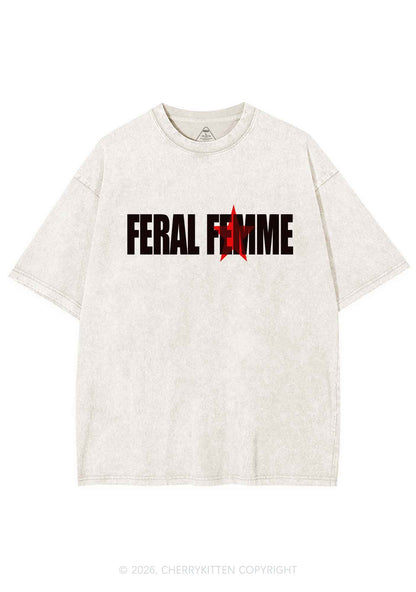 Feral Femme Pride Y2K Shirts Washed Tee Cherrykitten