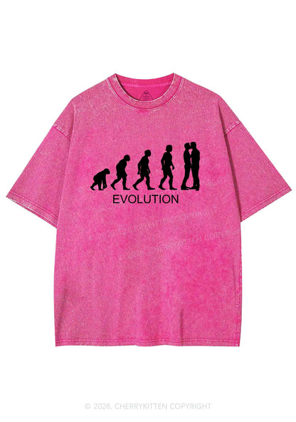 Gay Evolution Pride Y2K Shirts Washed Tee Cherrykitten
