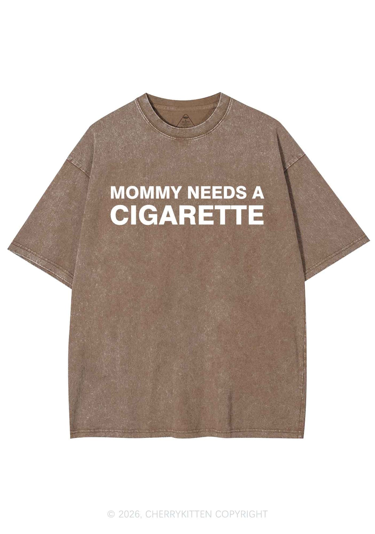 Mommy Needs A Cigarette Y2K Shirts Washed Tee Cherrykitten