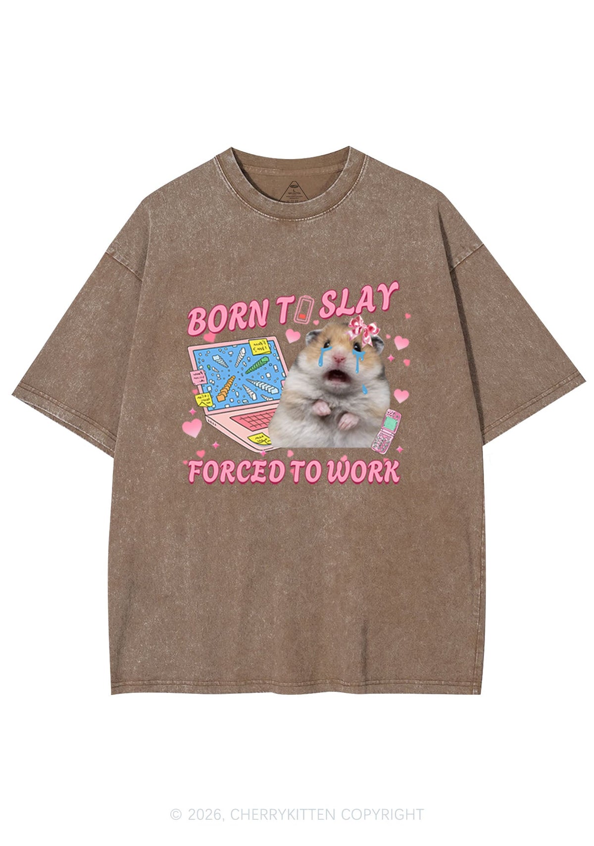 Custom Meme Born To Slay Y2K Shirts Washed Tee Cherrykitten