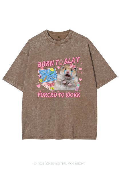 Custom Meme Born To Slay Y2K Shirts Washed Tee Cherrykitten