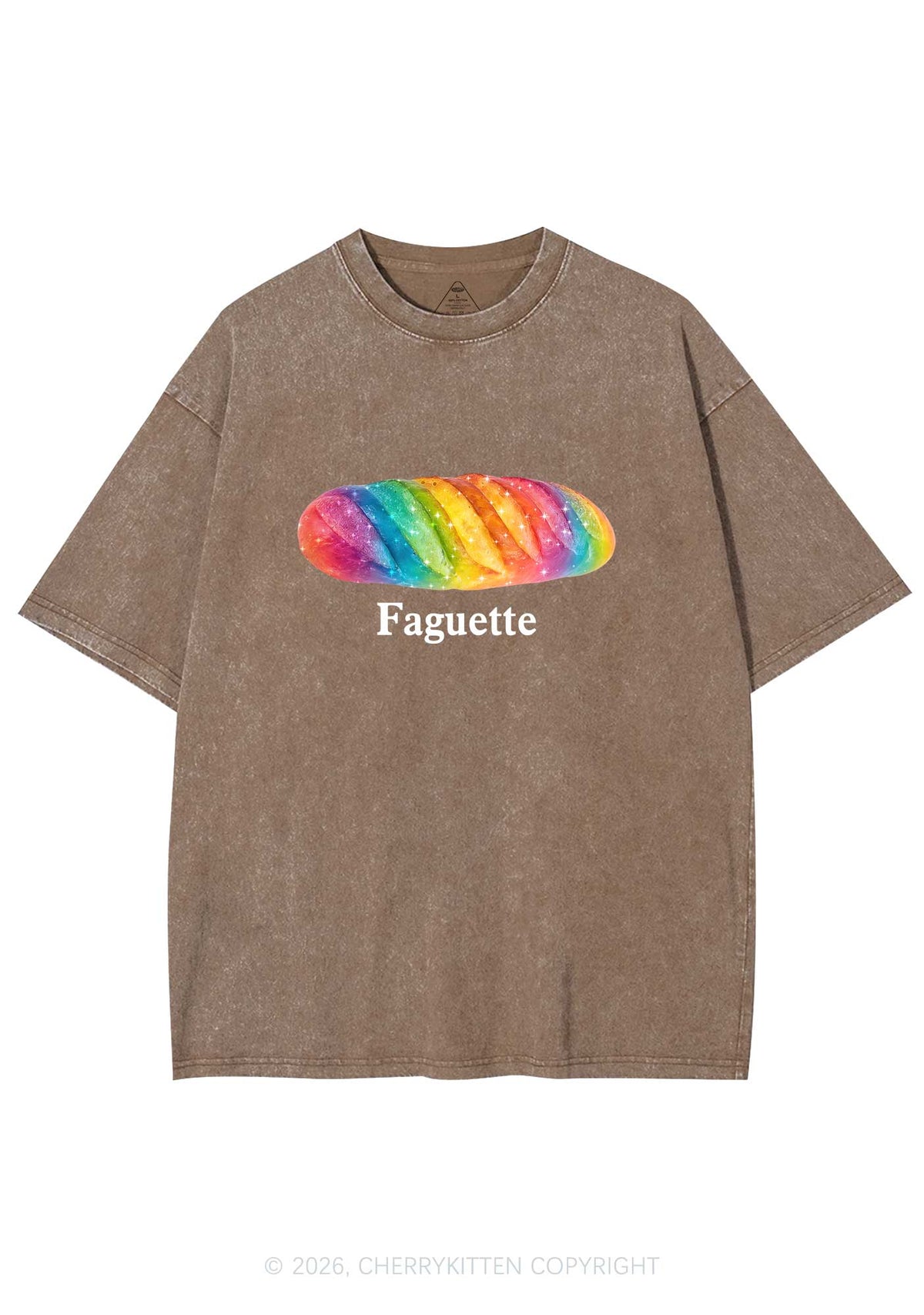 Rainbow Faguette Pride Y2K Shirts Washed Tee Cherrykitten
