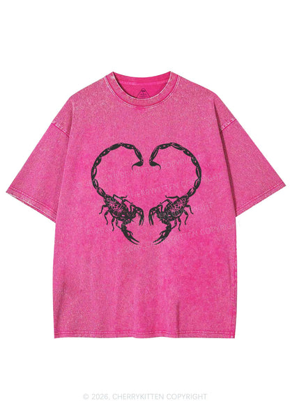 Skull Scorpion Heart Y2K Shirts Washed Tee Cherrykitten