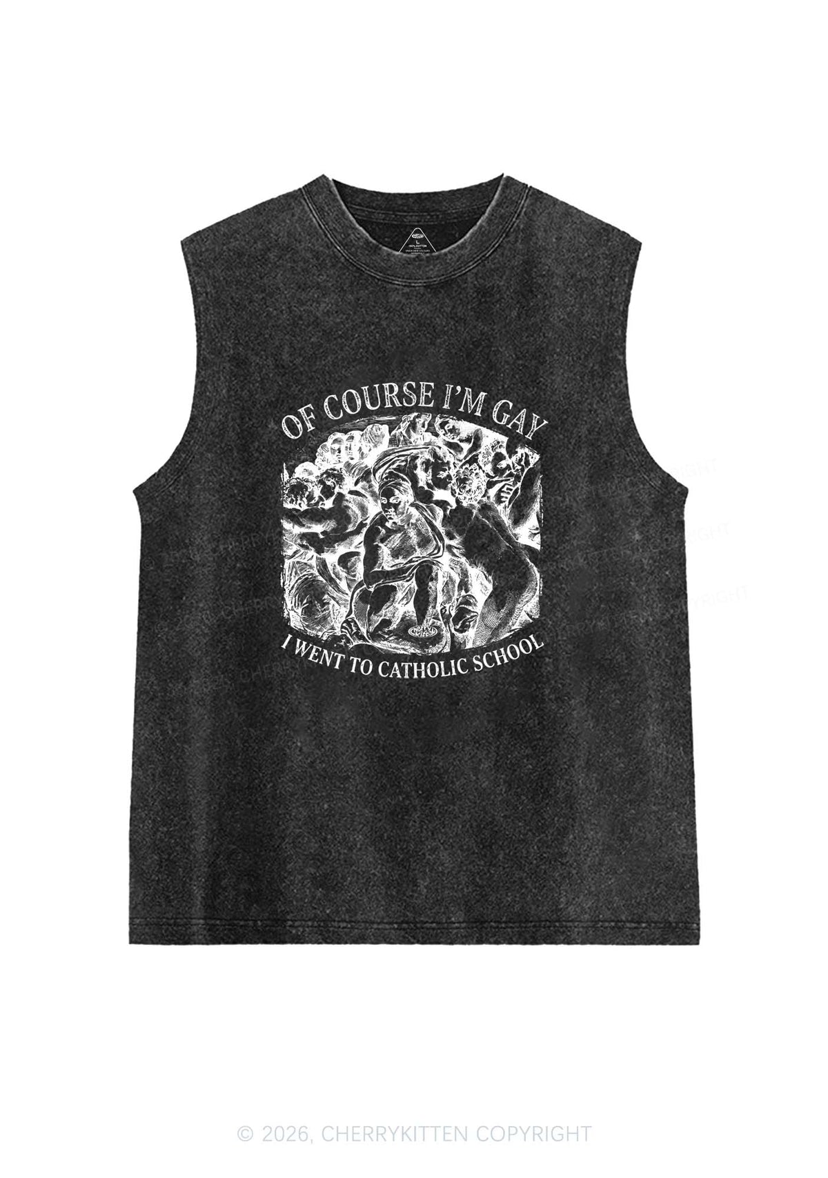 Of Course Im Gay l Pride Y2K Washed Muscle Tank Cherrykitten