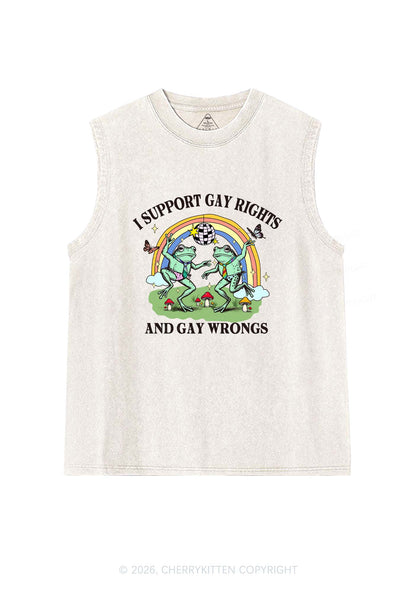 I Support Gay Rights Disco Frogs Y2K Washed Muscle Tank Cherrykitten