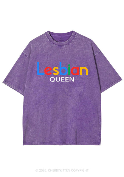 Lesbian Queen Pride Y2K Shirts Washed Tee Cherrykitten