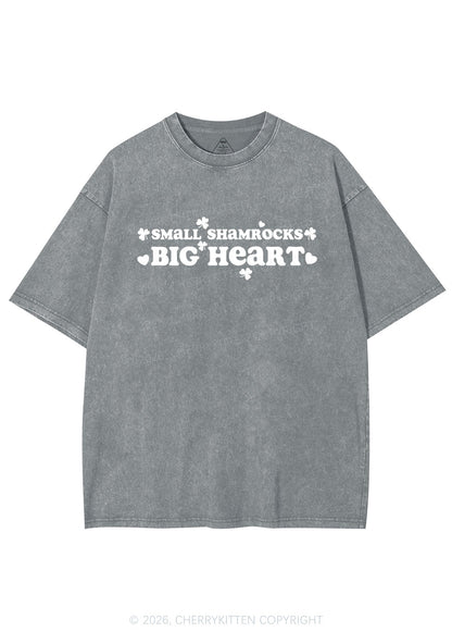 Small Shamrocks Big Heart St Patricks Y2K Shirts Washed Tee Cherrykitten