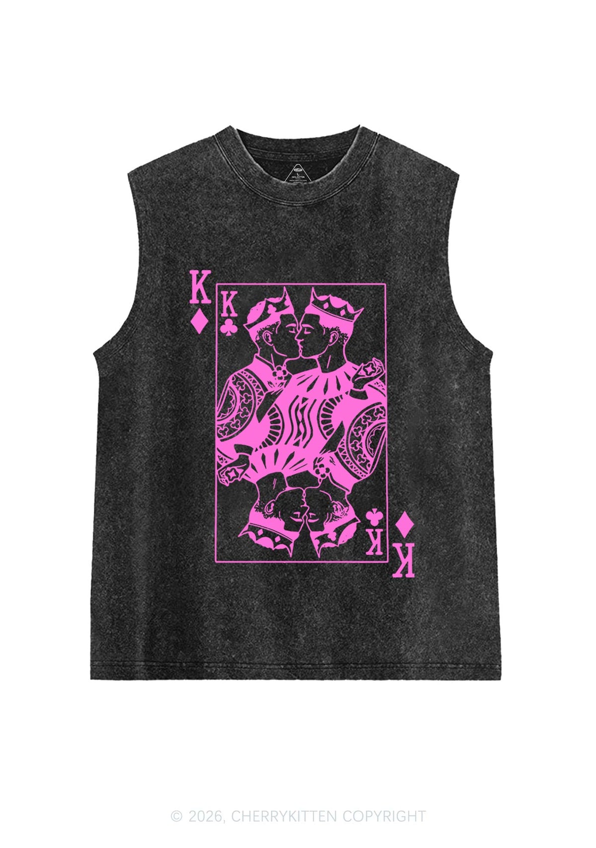 Pink Gay King Pride Y2K Washed Muscle Tank Cherrykitten