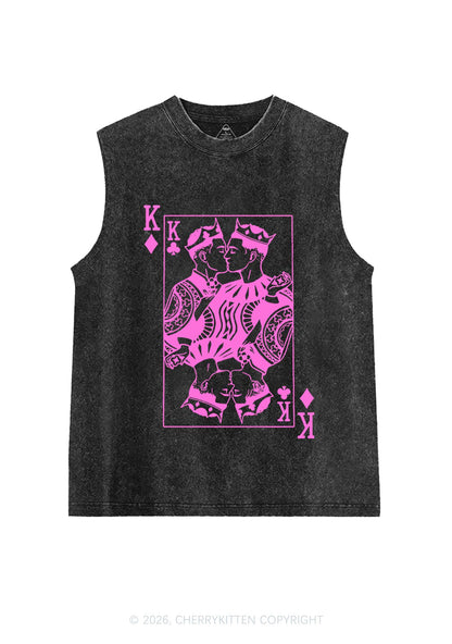 Pink Gay King Pride Y2K Washed Muscle Tank Cherrykitten