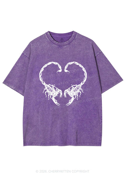 Skull Scorpion Heart Y2K Shirts Washed Tee Cherrykitten