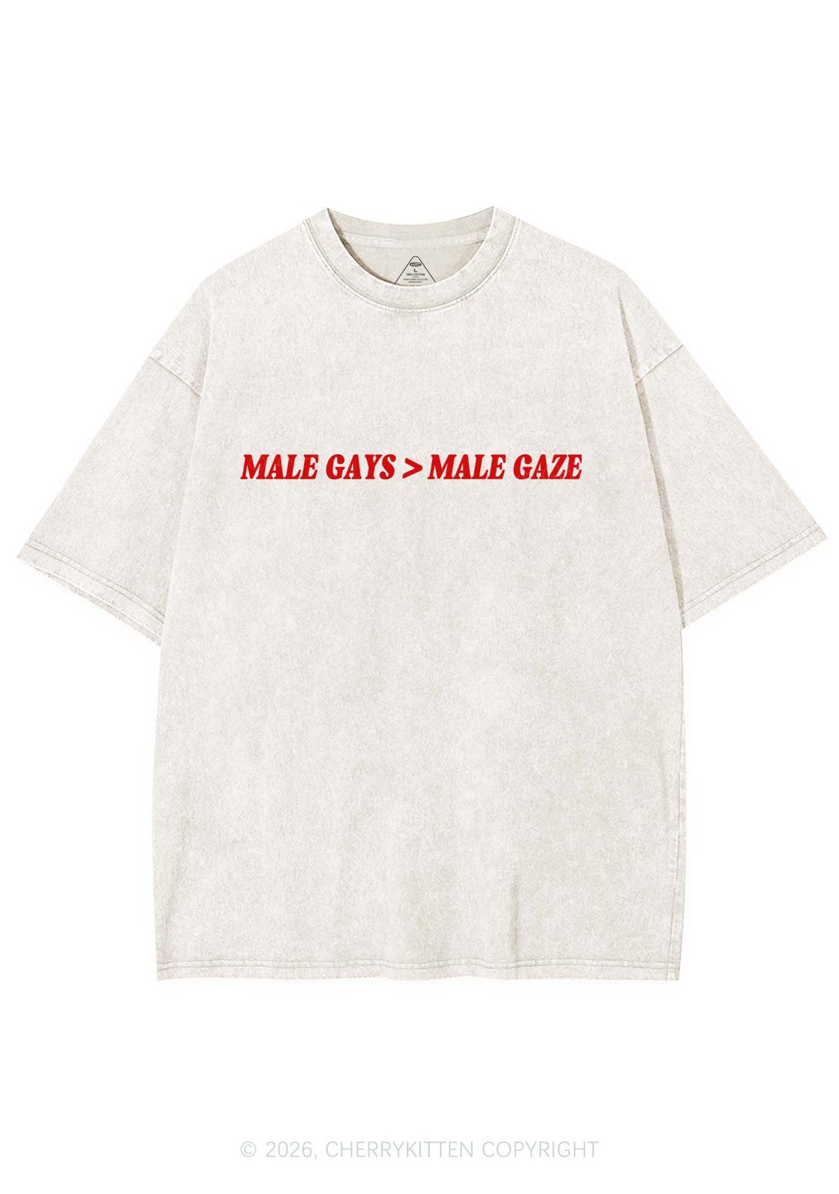 Male Gays Male Gaze Pride Y2K Shirts Washed Tee Cherrykitten
