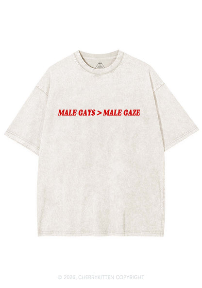Male Gays Male Gaze Pride Y2K Shirts Washed Tee Cherrykitten