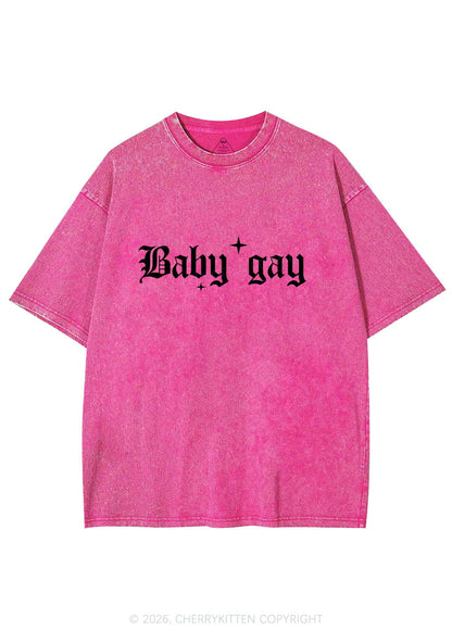 Baby Gay Pride Y2K Shirts Washed Tee Cherrykitten