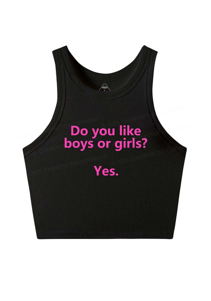 Do You Like Boys Or Girls Pride Y2K Crop Tank Top Cherrykitten