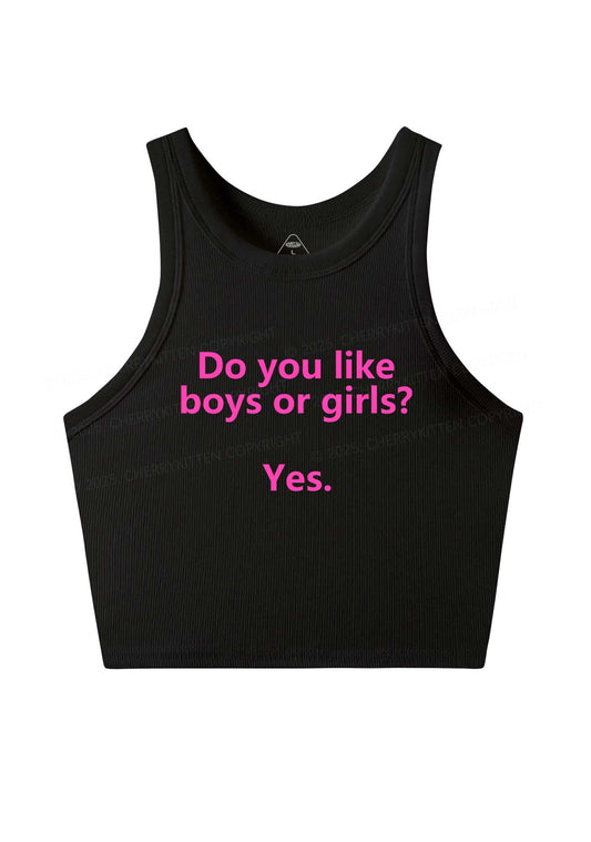 Do You Like Boys Or Girls Pride Y2K Crop Tank Top Cherrykitten