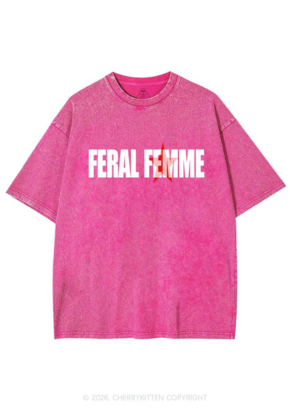 Feral Femme Pride Y2K Shirts Washed Tee Cherrykitten